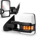 Towing Mirrors for Chevy Silverado/GMC Sierra 1500 (2014 2015 2016 2017 2018), 2500HD 3500HD (2015 2016 2017 2018 2019) Turn Signal/Running Lights Power Heated (Painted White), Dotted Light