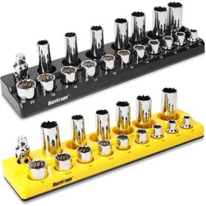 HURRICANE Magnetic Socket Organizer Set 2 Piece Socket Holder Set Includes 1/2" Drive Metric SAE Socket Trays