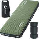 Self Inflating Sleeping Pad, Cot 4in Ultra-Thick Foam Camping Cot Mattress with Air Pump Sack, Sleeping Mat for Adults Inflatable Camping Pad Mattress, Cot Bed, Travel, Car, Tent,75*30*4 Army Green