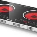 Karinear 2 Burners Electric Cooktop 24 Inch, 110v~120v Countertop and Built-in Elecric Stove Top, Portable Electric Radiant with Outlet Plug, Sensor Touch, Child Safety Lock, Timer(white)