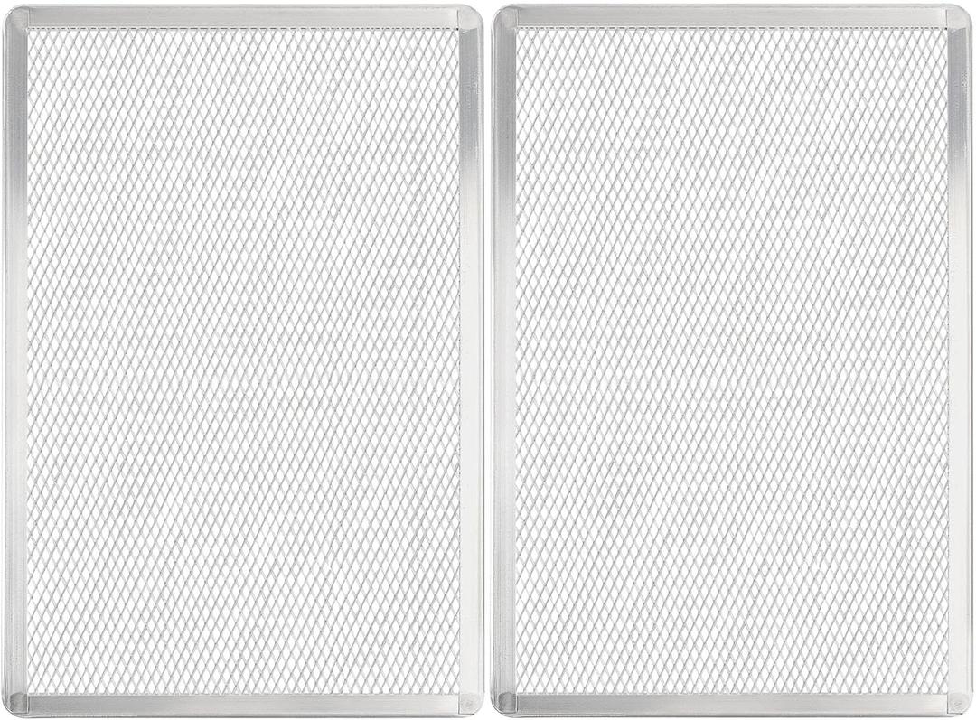Pizza Screen 11 x 16 Inch 2 Pack Rectangular Aluminum Pizza Pan Restaurant-Grade Flatbread Screen Pizza Crisper Pan,Oven-Safe