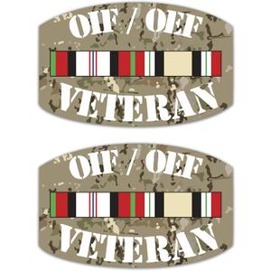 Edward & Co 2pcs Sticker OIF/OEF Operation Iraqi Enduring Freedom Veteran Decal United States Army Military for Car Truck Window Laptop Bumper US Flag 5 inches x3.25 inches