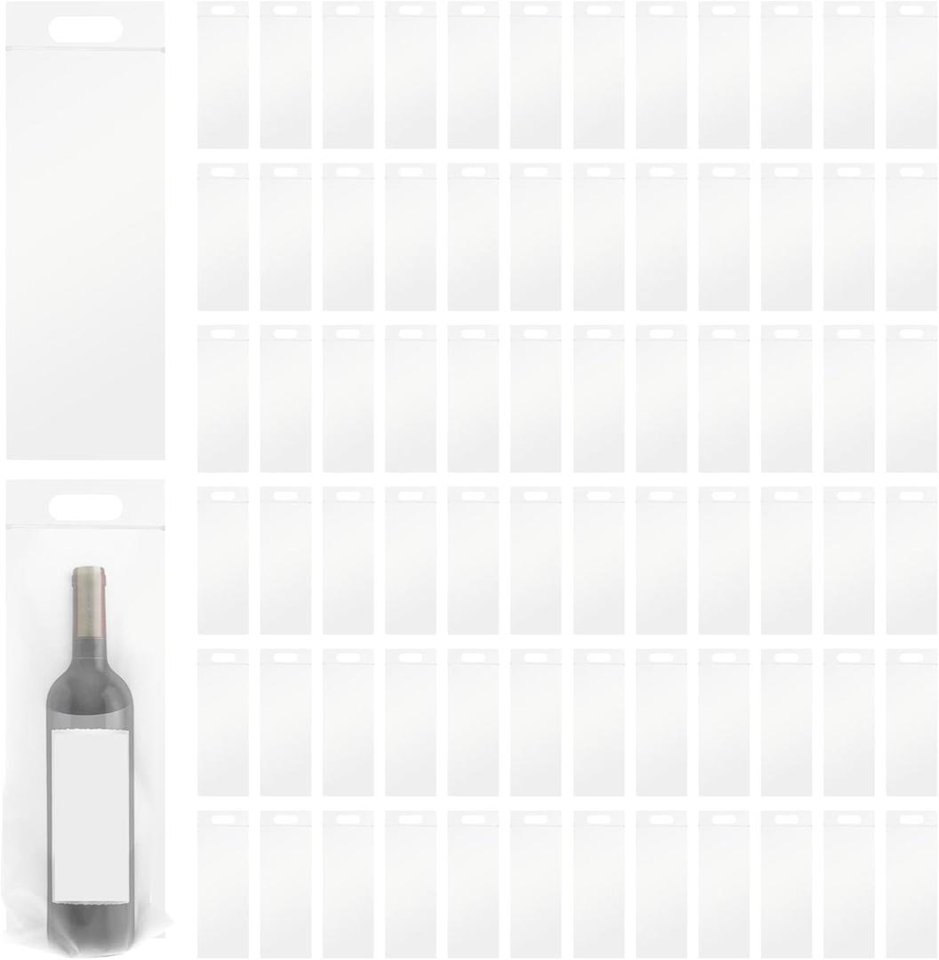 520 Pcs Plastic Wine Bags with Handles, 18 x 6 Inch Clear Tamper Proof Wine to Go Bags with Seal for Travel, Restaurant, Party, Wedding, Gifts Supplies