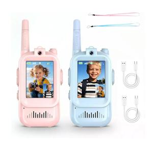 Video Walkie Talkies for Kids 2 Pack Fun Toys for Camping Hiking Travel Rechargeable Long Range Kids Toy Gift for Boys & Girls Ages 3–12