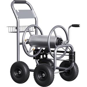 Giraffe Tools Heavy Duty Garden Hose Reel Cart with Wheels - Industrial Outdoor Hose Storage Reel, Pre-Installed Guide for 250-Feet of 5/8" Hose Capacity