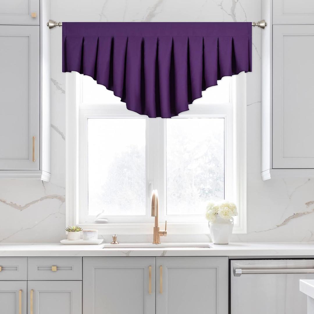 Blackout Valances for Windows Energy Efficient Rod Pocket Curtain Valance for Living Room Kitchen and Bedroom Lavender Purple (39 x 20 Inch, 1 Panel)