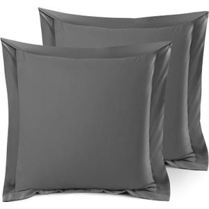 Nestl Soft Pillow Shams Set of 2 - Double Brushed Microfiber Pillow Covers - Hotel Style Premium Bed Pillow Cases, with 1.5 Decorative Flange, Euro 26"x26" - Gray (08 - Dark Grey)
