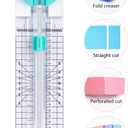 Paper Trimmer Craft Paper Cutter: 4 Style Multi-Function Scrapbooking Tool with Dial Blades of Straight,Wave,Dotted,Perforated,Creasing for Cutting Paper,Coupons,Photos,Postcards,Scrapbook,Card (Green)