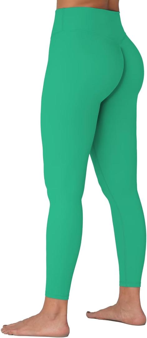 Sunzel Sunzfly Invisible Butt Scrunch Workout Leggings for Women, Butt Lifting High Waisted Gym Yoga Pants with Tummy Control 25" (Golf Green, Large)