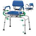 FSA/HSA Eligible Sliding Shower Chair Tub Transfer Bench for Bathtub with Swivel Seat, Padded Shower Bench with Pivoting Arms, Height Adjustable Shower Seat, 350 lbs, Blue, Standard