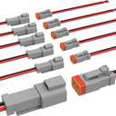Newdeli Deutsch 2 Pin Connector Kit Waterproof Electrical Connector 16 AWG Male and Female Automotive Wire Connectors for Car Truck Boat, Dt Connector 6 Sets