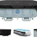 SIHAIAN 14x28Ft Oval Pool Cover Patented Design Four-Corner Locking 500D Rectangular and Oval Pool Cover, Prevent Water Accumulation Pool Cover for Oval Above Ground Pool with 4 Storage Straps