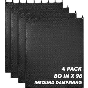 4 Pack Sound Dampening Blanket, 96" x 80" Heavy Duty Large Acoustic Curtain- Easy Hanging Sound Absorbing Studio Blanket with Light Blocking for Studio Recording Environment