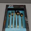 Stainless Steel Flatware Set Hand Forged 18/10 Silverware Set Cutlery Set Gold Cuboid Handle Matte Finished 20 Pieces Service for 4