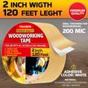 Trazon Double Sided Woodworking Tape Super Strong, 2 Inch x 120 Feet, Wood Crafter Sticky Tool, Two Side Adhesive for Router Templates and CNC Machine, Removable & Residue Free
