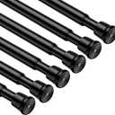 6 Pack Spring Tension Rods 28-43 Inches,5/8" Diameter Black Spring Load Adjustable Expandable,Small Short Tension Curtain Rod for Windows,Kitchen,Doorway,Bathroom,Cupboard Bars