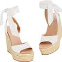 Fashare Womens Espadrilles Wedges Sandals Heels Open Toe Tie Lace Up Platform Ankle Strap Summer Dress Shoes.8
