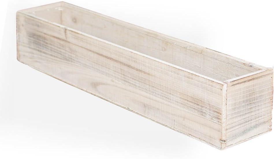 Planter Box, Rustic Barn Wood, Plastic Liner, Rectangle, 20 Inch, Woodland Wedding Decor, Country Chic Centerpiece, (White), (2 Pack)