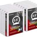 COMIX Sturdy 3 Ring Binder 0.5 inch with Clear View Cover, 1/2" Round Ring View Binder, PVC-Free, 2.4mm-Thick, 100 Sheets Capacity of US Letter Size Paper, Office  School Supplies, Pack of 12 (White)