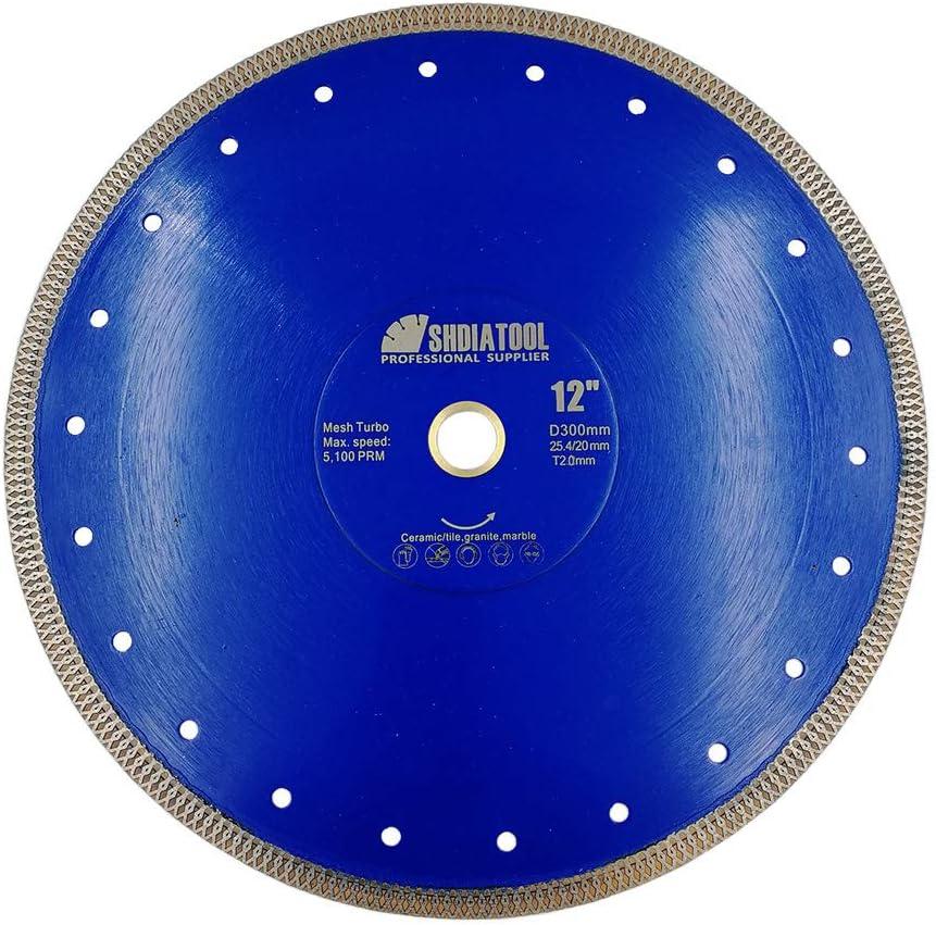 SHDIATOOL 12-Inch Diamond Saw Blade Cutting Disc for Porcelain Tile Ceramic Granite Marble Brick Turbo Cutting Wheel on Angle Grinder