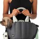 Sytopia Small Dog Carrier Purse, Portable Pet Carrier Tote Carrier with Pockets, Adjustable Safety Leash, Waterproof Dog Travel Bag, Travel Pets Purse up to 4 Lbs, Dark Grey (17.7"L x 8.7"W x 9.4"H)