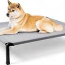 Heeyoo Elevated Dog Bed, Cooling Raised Pet Cot with Chew Proof Mesh Fabric and Steel Frame, Portable Dog Cot Bed with No-Slip Rubber Feet, 42 in