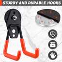 Landhoow 10 Pcs Large Magnetic Hooks Heavy Duty Garage Magnet Hooks Strong Storage Utility Magnetic Hangers with Anti Slip Rubber Coating for Indoor and Outdoor Hanging (Orange)