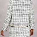 Women's 2 Piece Outfits Plaid Button Front Long Sleeve Tweed Jacket and Mini Skirt Elegant Set, Large