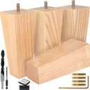 Premium Ash Wood Square Furniture Legs (Full Install Kit) - Pick Your Size and Color (6 Inches)