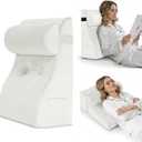 Daneey Reading Pillows for Sitting in Bed Adult Back Pillow for Sitting Up, Back Support Pillow for Bed, Foam Wedge Pillow for Neck, Lumbar, Back, White, 20 * 9 * 22IN, Velvet