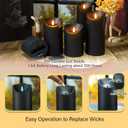 Nimiko Flameless Candles with Remote, Battery Operated Flickering Flameless Candles, LED Candles with Timer 2/4/6/8H, with Realistic LED Candles Set of 9 (D3 x H 3" 4" 5" 6" 7") (Black)
