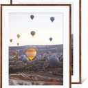 Marsmiles 22x28 Wooden Picture Frame, USA-Sourced Natural Oak Solid Wood Photo Frame with Real Glass for Display Pictures 18x24 with Mat or 22x28 without Mat, Walnut, 2 Pack