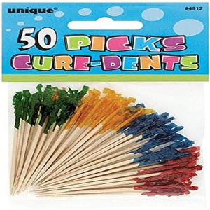 Vibrant Multicolor Frill Picks Eye-Catching Designs & Durable - Perfect For Parties & Events Pack of Four Multicolor
