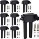 UF504 Ignition Coils & 3381 Double Iridium Spark Plug For 05-15 Chrysler 300 Aspen/Dodge Challenger Charger Durango Magnum Ram 1500 2500 3500/Jeep Grand Cherokee V8 5.7L 6.4L Replaces#52-1828 GN10352