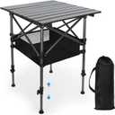 19.7"L x 20.9"W Folding Camping Table with Adjustable Height Black | 19.69-31.5 Adjustable Height Portable Table for Camping Outdoor Party