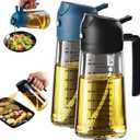 TrendPlain 16oz/470ml Glass Olive Oil Sprayer for Cooking 2 in 1 Olive Oil Dispenser Bottle for Kitchen Gadgets and Air Fryer Accessories, Salad, BBQ - Black & Navy