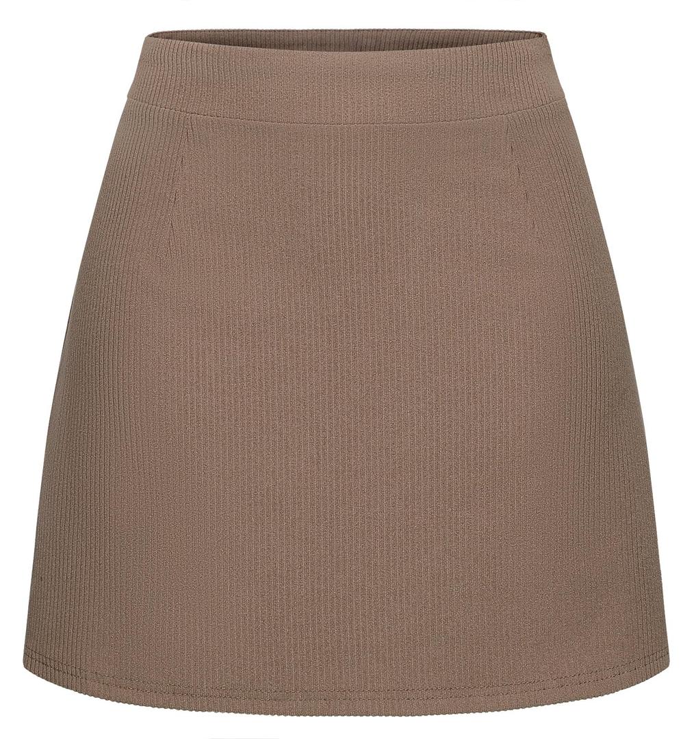 Timormode Mini Skirts for Women High Waisted Corduroy A Line Skirt 2026 Basic Casual Spring Pencil Skirts TMS8012 Brown M