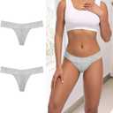 Pack 10 Seamless Lace Thongs for Women Plus Size Breathable Panties Low Rise T-back Stretch Cotton No Show Underwear (M)