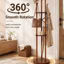 Coat Rack Freestanding, Wood Coat Tree with Shelf for Entryway Walnut