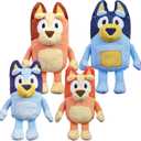 Bluey Heeler Family Stuffed Animal Set of 4, 7-8, Soft, Bingo, Bandit, and Chilli Plush Figure Toys, Cuddly Plush Toys for Kids Ages 3+