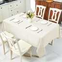 IVAPUPU Textured Linen Table Cloth for Rectangle Table - Ivory Tablecloths Rectangular Waterproof Wrinkle Free Wipeable Dining Cover for Spring Wedding Birthday Kitchen Decor, 60 x 120 Inch
