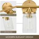 Jonsi Gold Bathroom Light Fixtures 3-Light Vanity Lights Modern Wall Sconce with Clear Glass Shade Brushed Brass Bathroom Light Fixture Over Mirror for Bedroom Hallway Kitchen