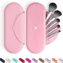 Embla Makeup Brush Holder Travel Cosmetic Case Pouch, Soft Silicone Cosmetic Bag Make Up Brushes Holder with Secure Snap Closure, Travel Makeup Brush Case, Flamingo