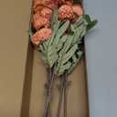 Ling's Moment Pompon Mum Artificial Flower, 5pcs Faux Silk Mini Chrysanth with Stems, Bulk Fake Wedding Filler Flowers for DIY Bouquet Centerpieces Arrangements Shower Decorations, Burnt Orange