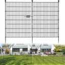 5 Panels No Dig Decorative Outdoor Garden Fence with Gate for Yard, 40 in(H) X 11.8 ft(L) Animal Barrier Fencing Rustproof Metal Wire Panel Border for Dog, Rabbits, and Patio Temporary Ground Stakes