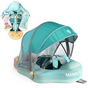 Non-Inflatable Baby Float, Baby Swimming Float with Canopy Swim Trainer for Infant UPF50+ UV Protection Canopy Baby Pool Float for Toddler Infant 3-24 Months