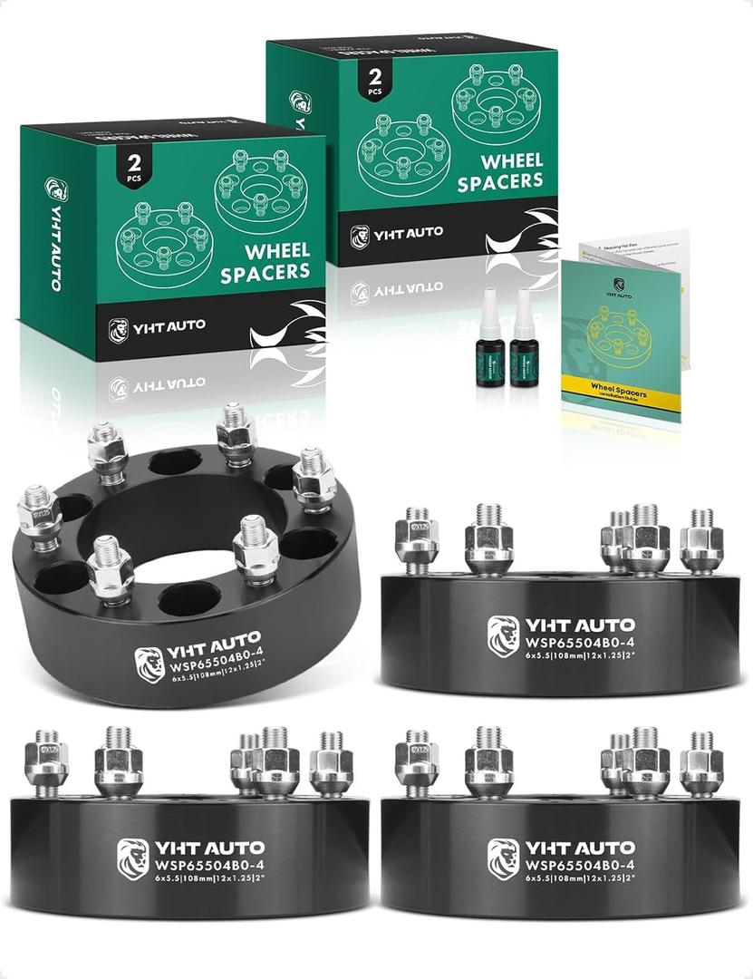 YHTAUTO 6x5.5 Wheel Spacers 2 inch Fits Infiniti & Nissan Models, Frontier, Pathfinder, Titan, QX4, QX56, Pickup, Xterra, 6x139.7 Tire Spacers 50mm w/ M12x1.25 Studs 108mm Center Bore, Not Hubcentric