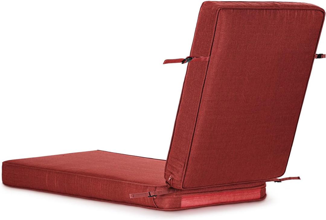SUNROX All-Weather Fade-Resistant Lounge Chair Cushions DryFast Foam Chaise Lounge Cushions for Outdoor Furniture Patio Pool Lounge Chaise Cushions with Adjustable Straps 80x26 Inch, Burgundy