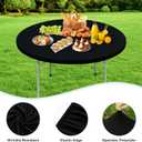 Wolkemer 4 Pack 5 Foot Black Fitted Tablecloth 60 Inch Round Elastic Edges Table Cloth, Spandex Stretch Table Cover with Machine Washable Fabric for Wedding Party Picnic Dining Indoor Outdoor