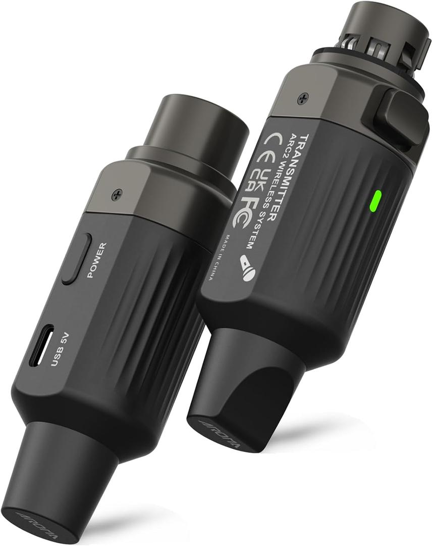 Aroma Wireless XLR Transmitter and Receiver, Professional UHF Wireless Microphone System for Stable Transmission, 7-Channel, 165ft Range, Wireless Mic Adapter for Dynamic Mics/PA/Mixer(ARC2)